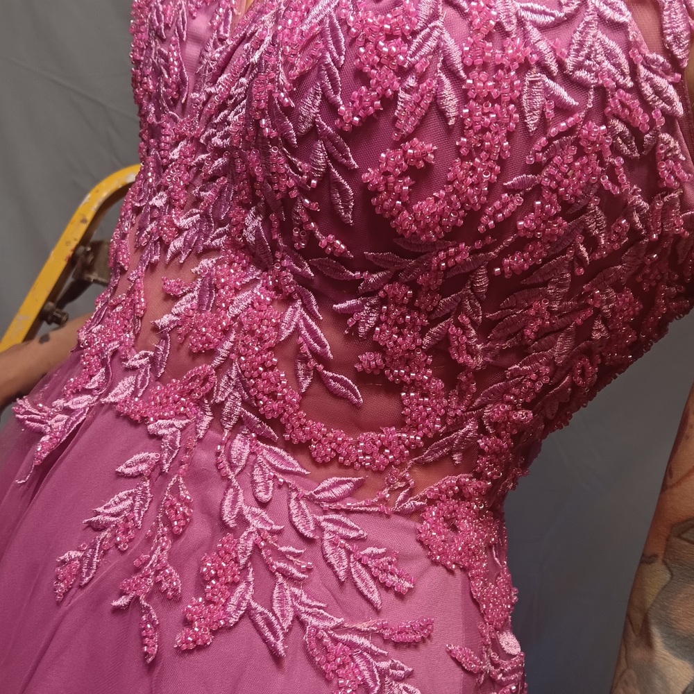 Elegant Pink Beaded Gown